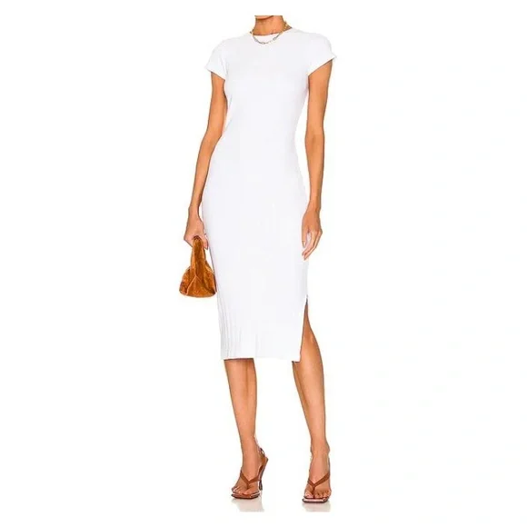 knee length dresses for ladies Enza Costa Angled Silk-Blend Midi Dress